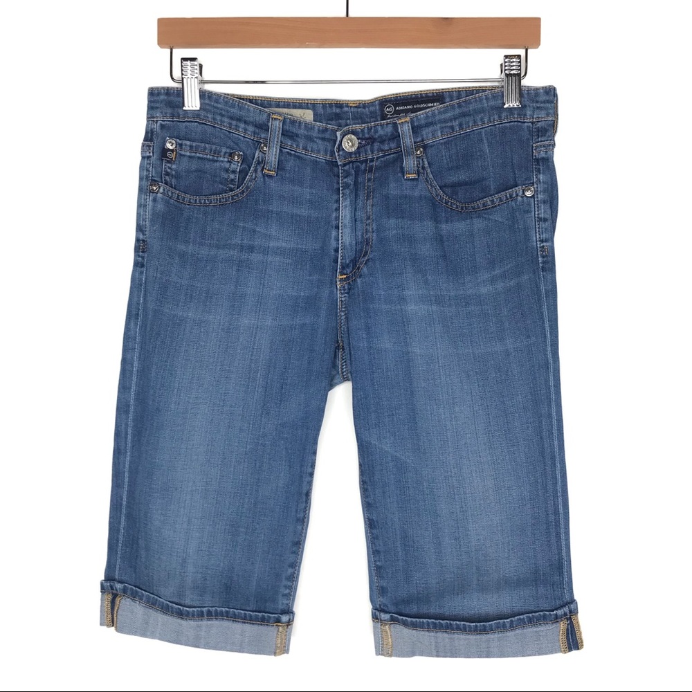 AG Adriano Goldschmied Malibu Crop Pant Knee Bermuda Jeans Shorts 29 Pima Cotton - Picture 2 of 13